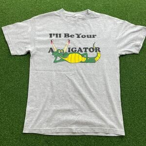 Vintage Heather Gray I'll Be Your Alligator Crocodile Graphic T-Shirt Sz M